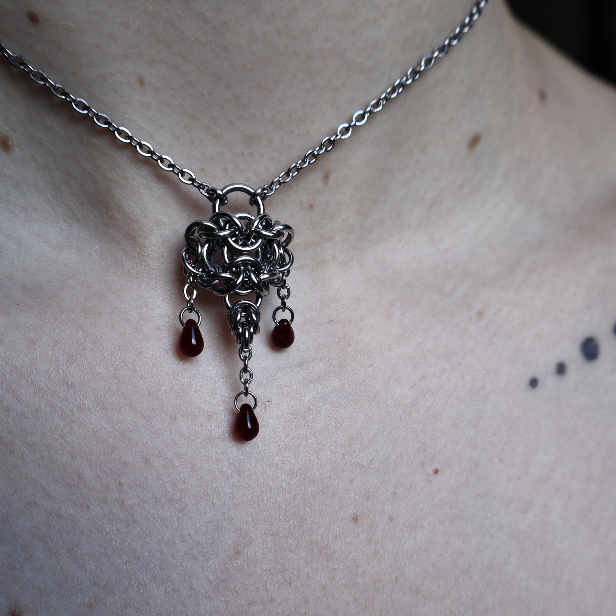 Desire. Dainty Blood-droplet Pendant.