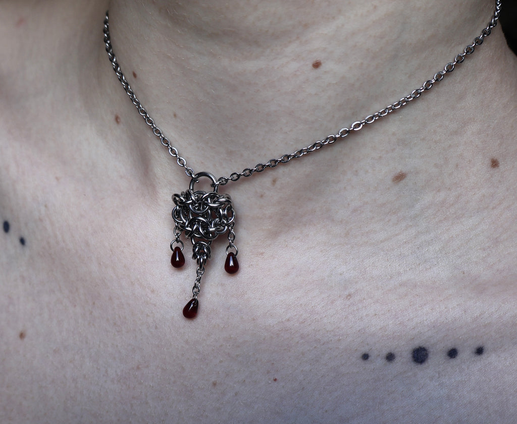 Desire. Dainty Blood-droplet Pendant.