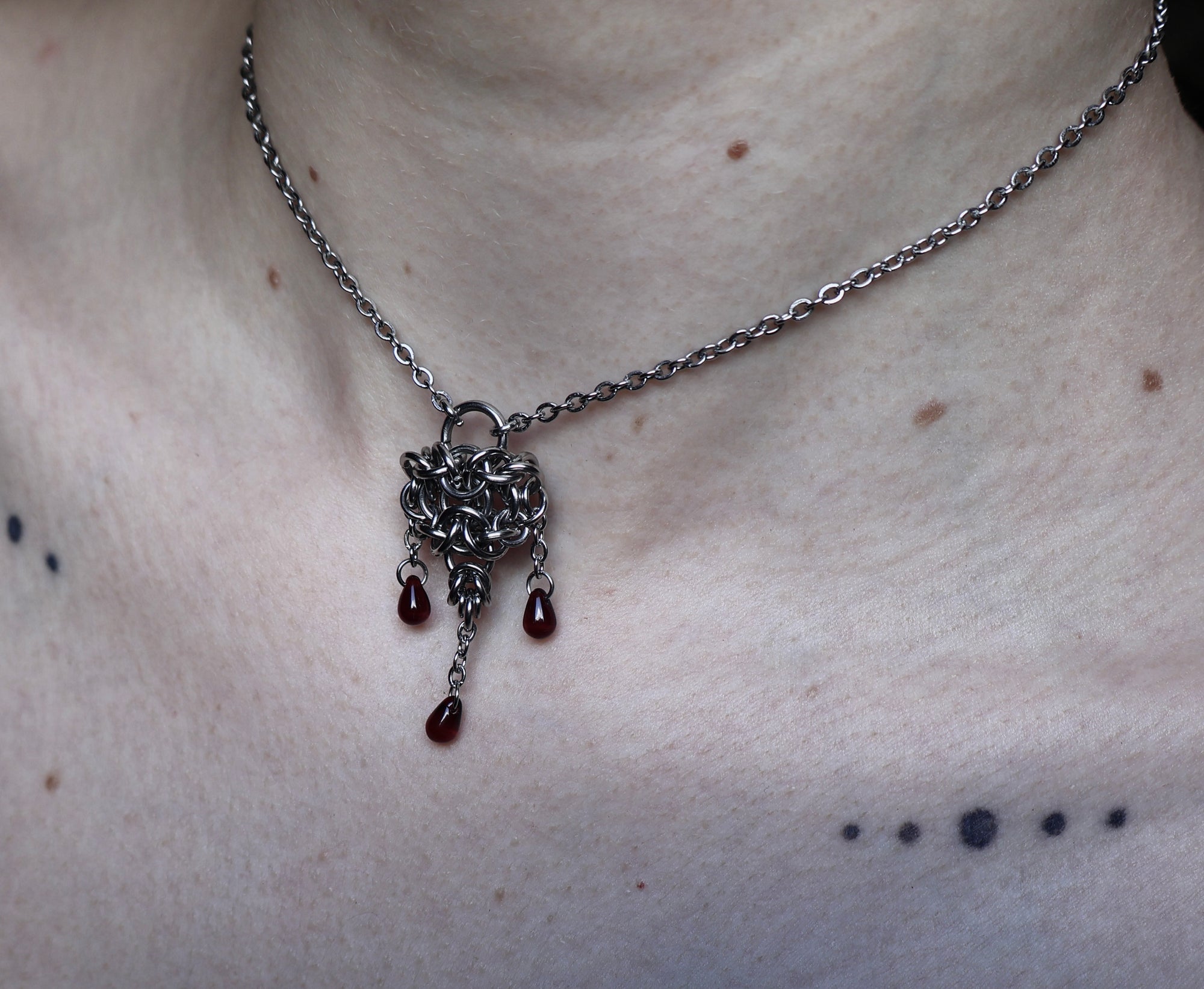 Desire. Dainty Blood-droplet Pendant.