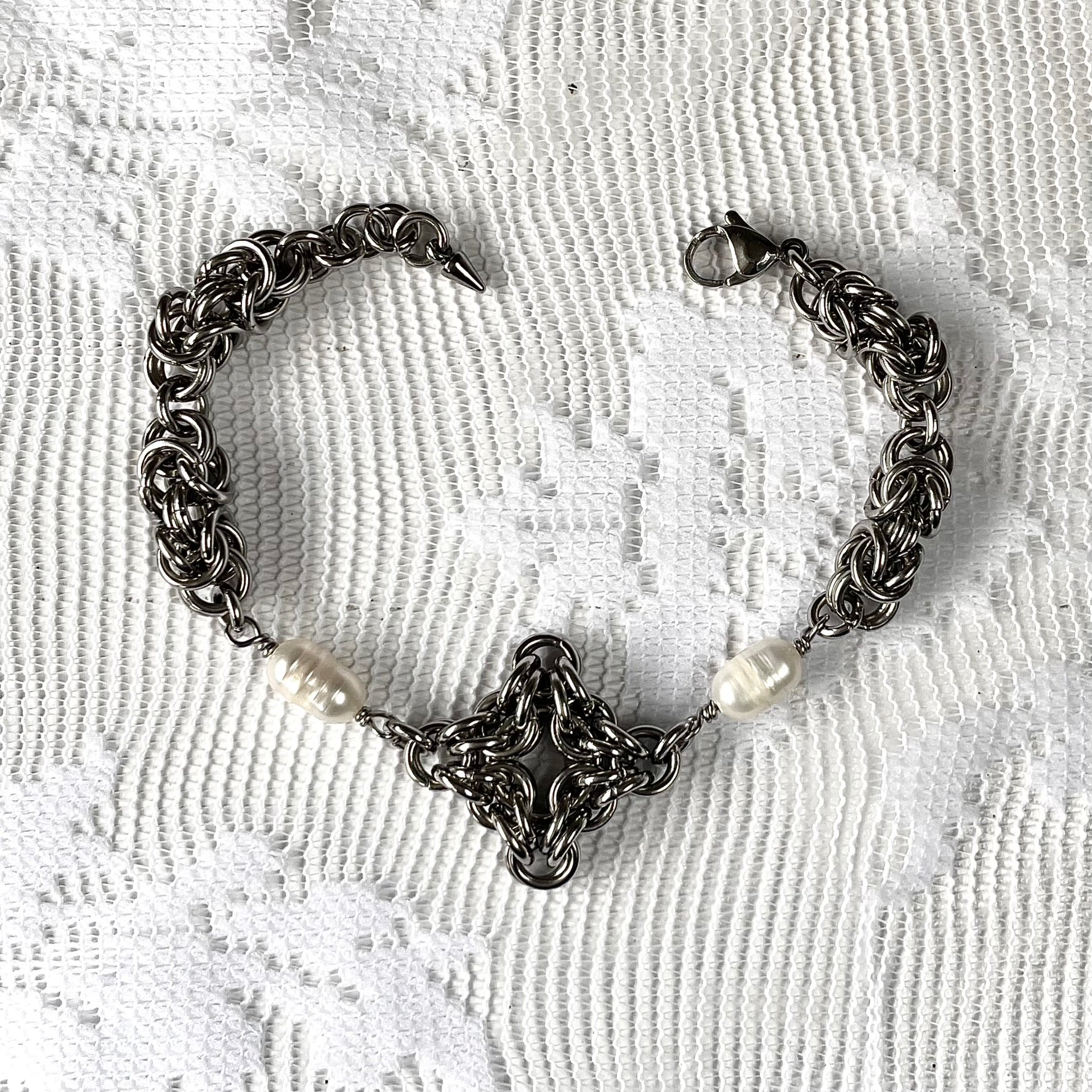 Pearl Chainmail Bracelet. MADE-TO-ORDER.