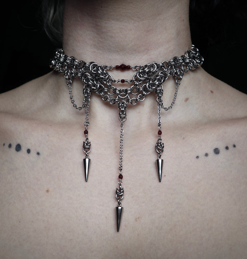 Garnet Fortune. Chainmail Choker.