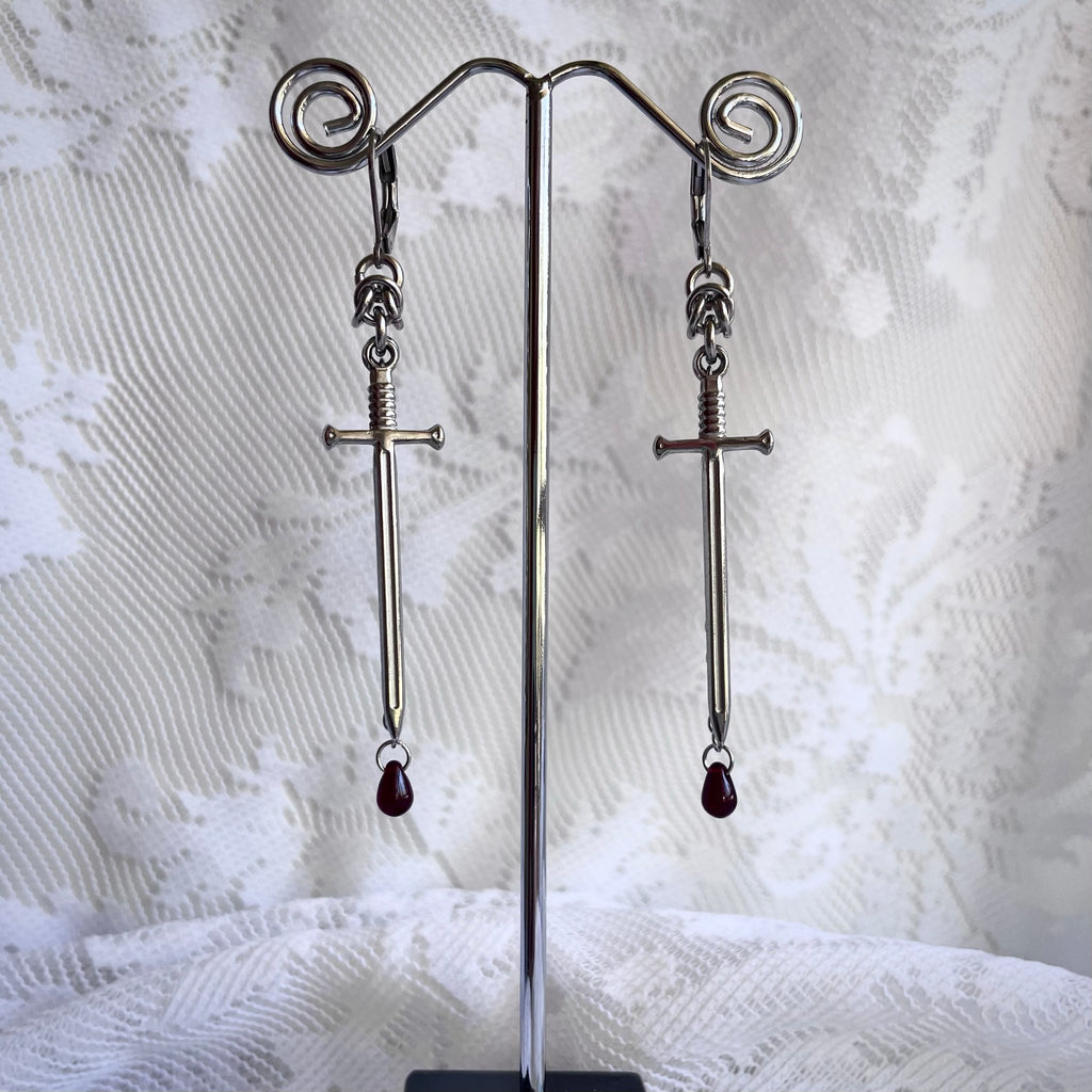 Long Sword Chainmail Earrings.