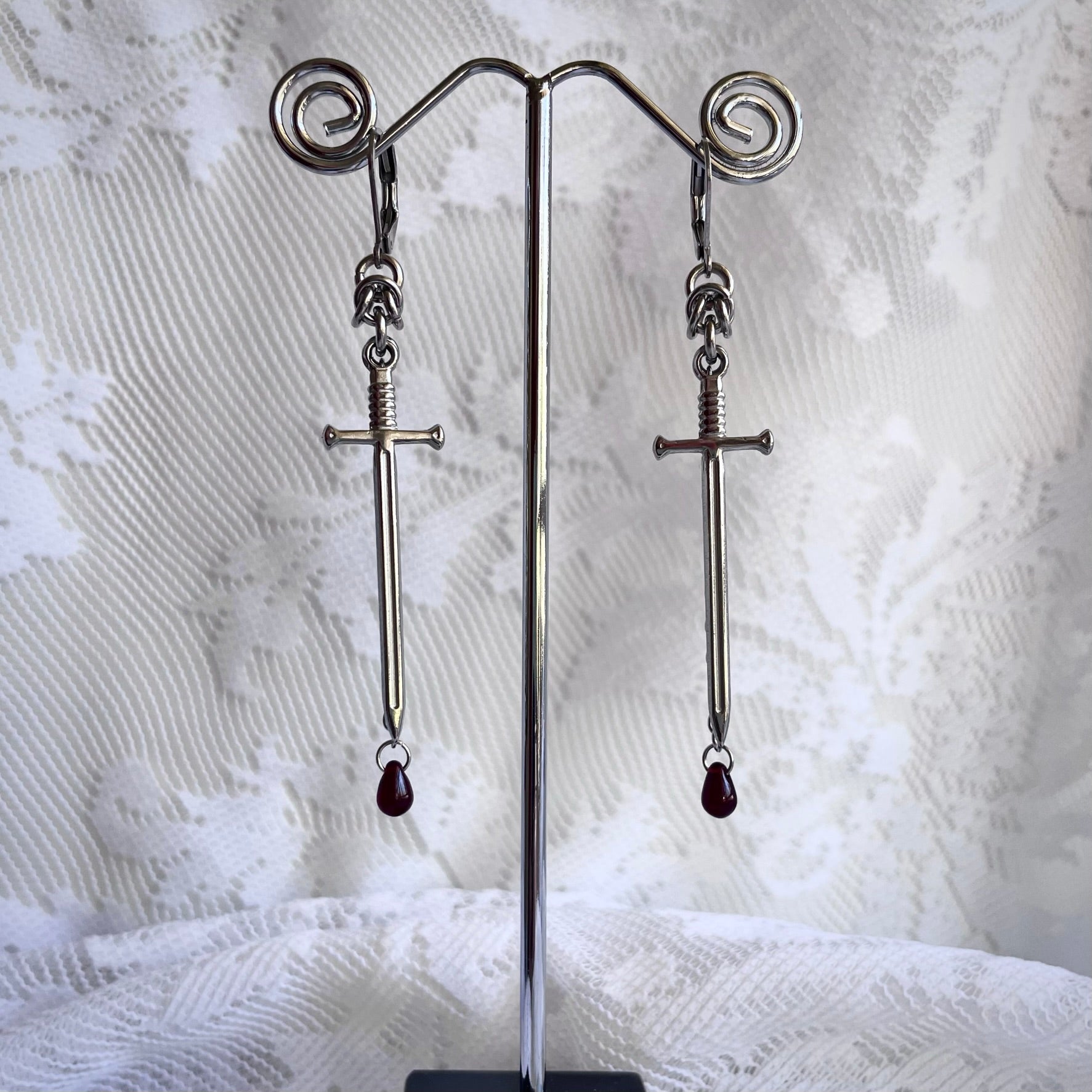 Long Sword Chainmail Earrings.