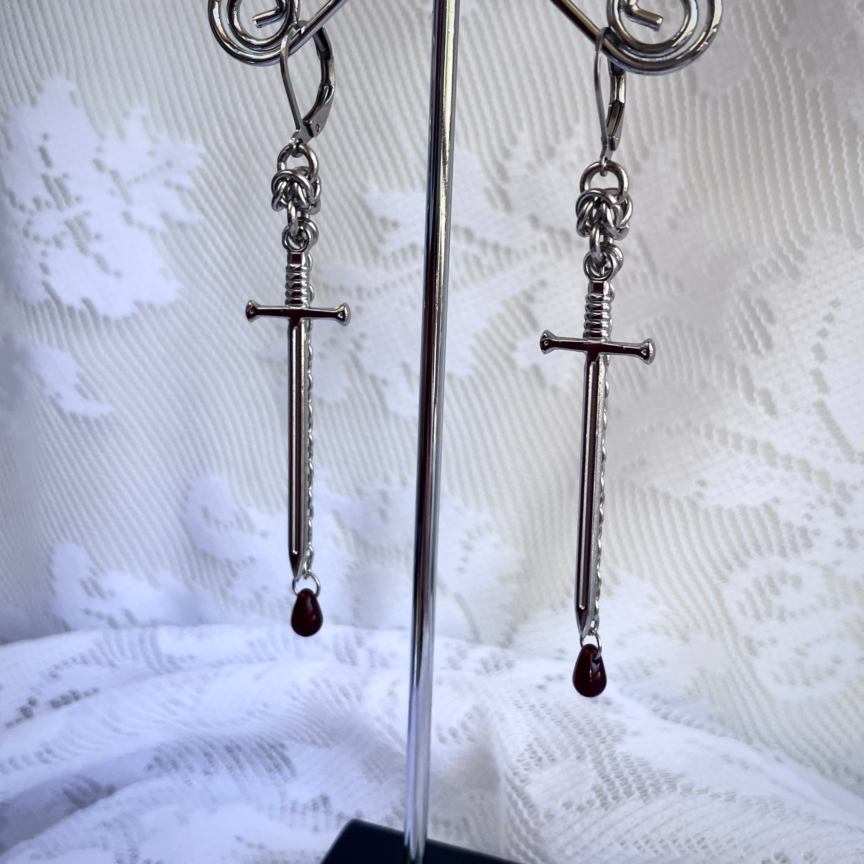 Long Sword Chainmail Earrings.