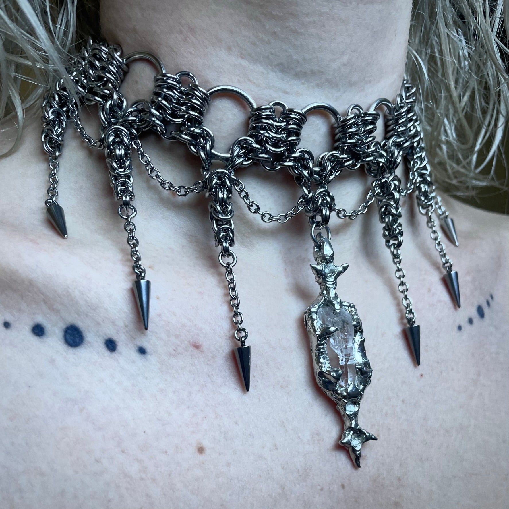 Oblivion. Herkimer Diamond and Chainmail Choker.