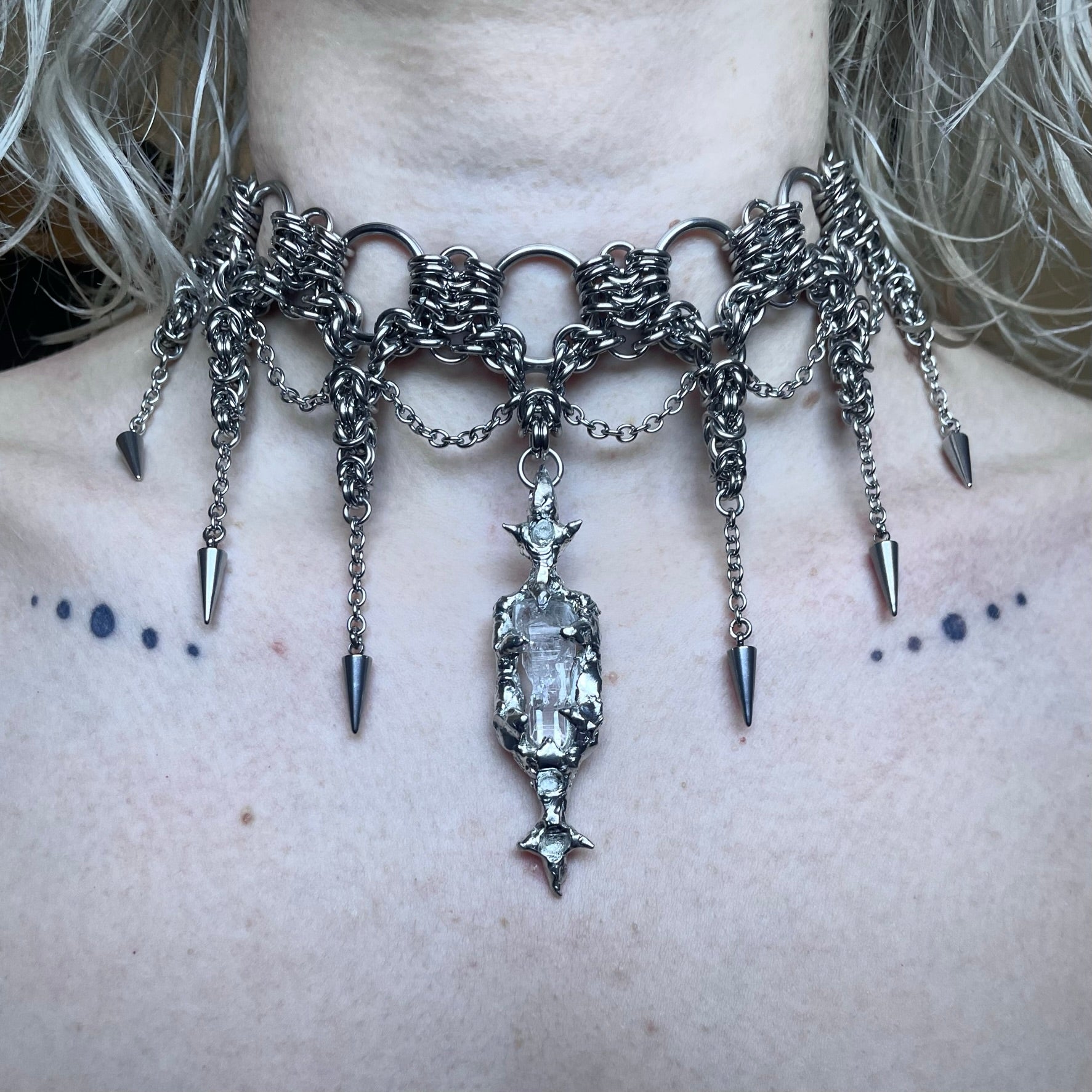 Oblivion. Herkimer Diamond and Chainmail Choker.