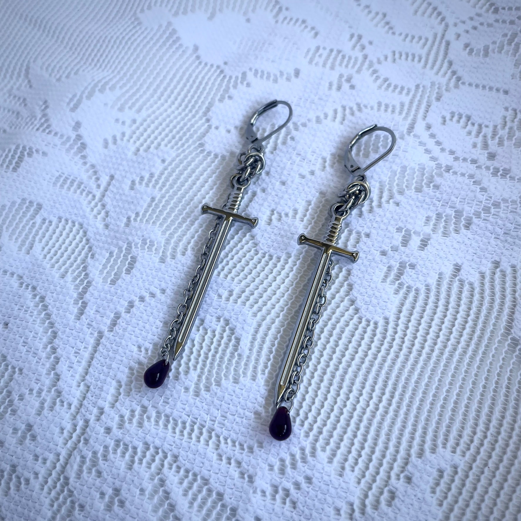 Long Sword Chainmail Earrings.