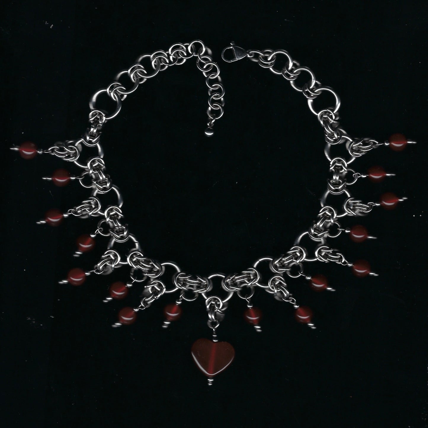 Carnelian Hearts Chainmail Choker