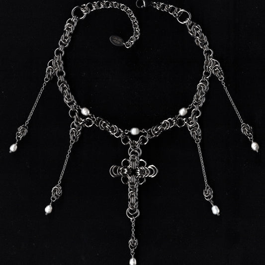 Crossed Tears Chainmail Choker. MADE-TO-ORDER.