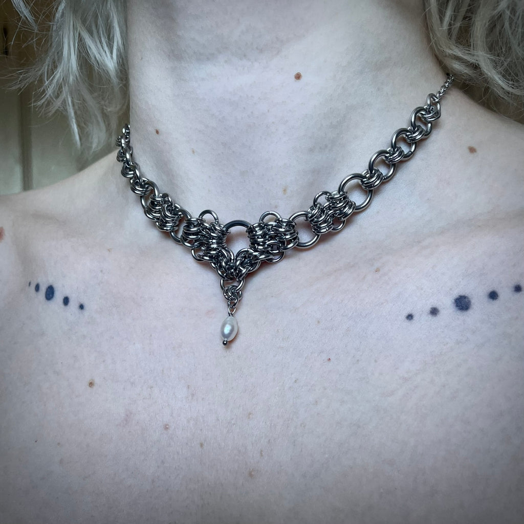 Devotion. Pearl Chainmail Necklace. MADE-TO-ORDER.