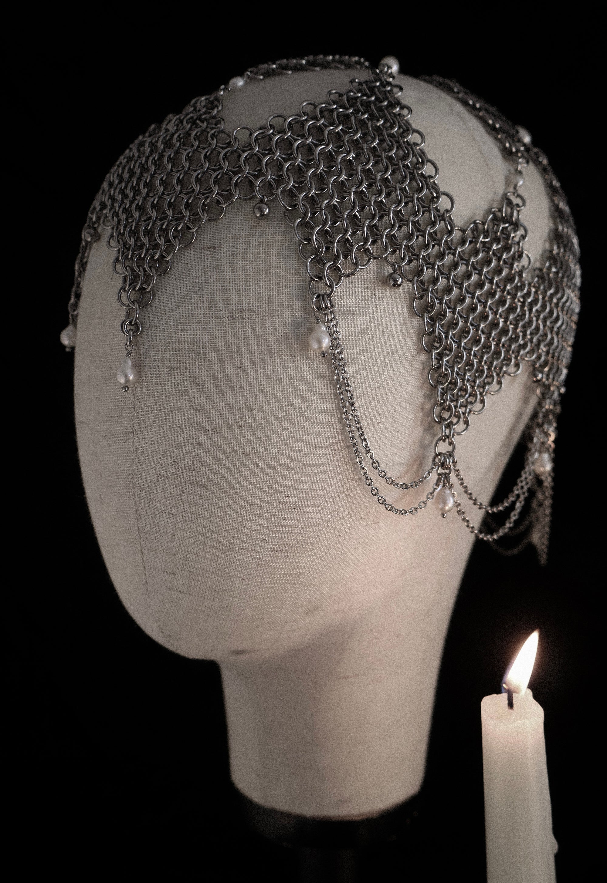 Aphrodities Armour. Intricate Chainmail Headpiece.