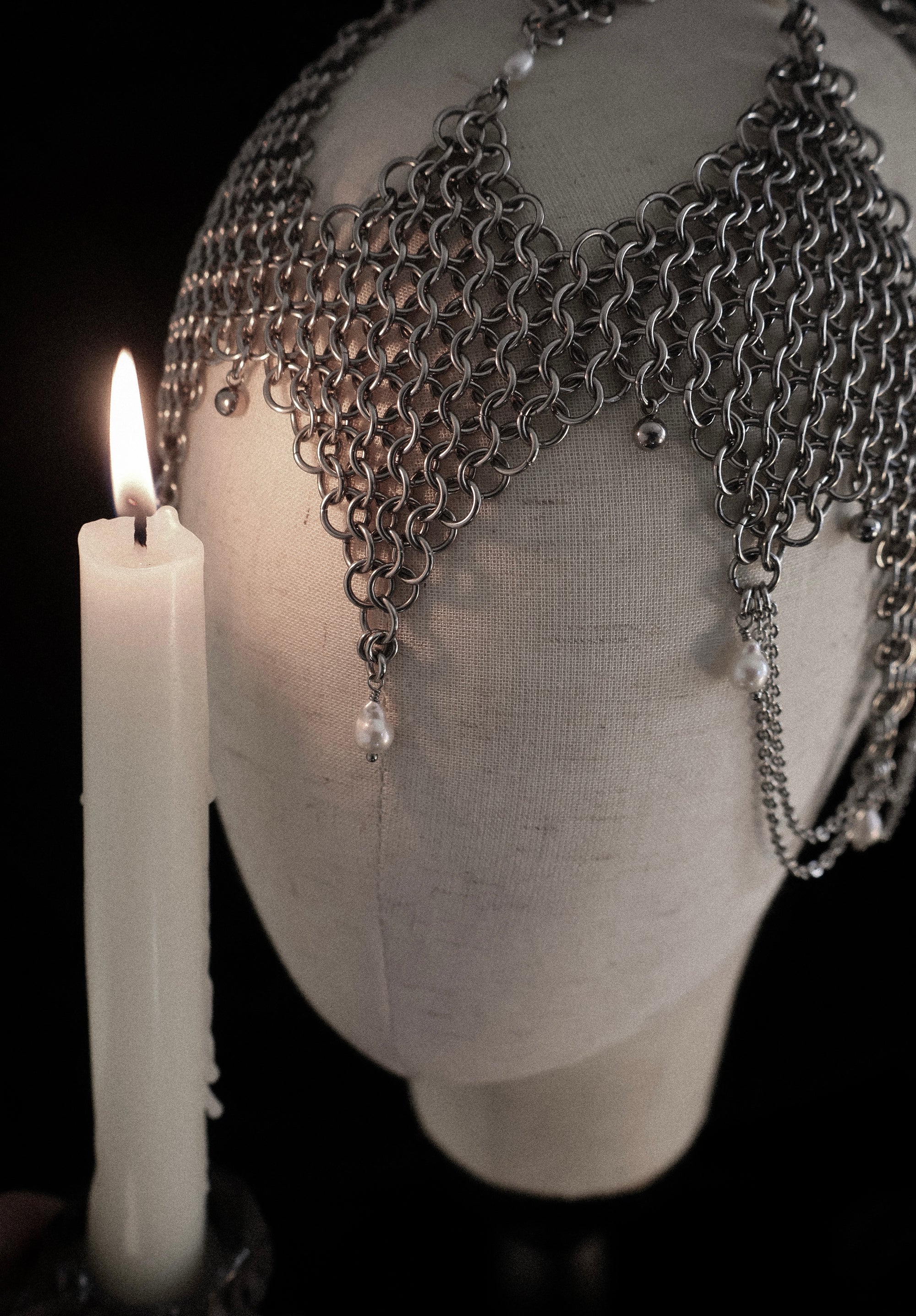 Aphrodities Armour. Intricate Chainmail Headpiece.