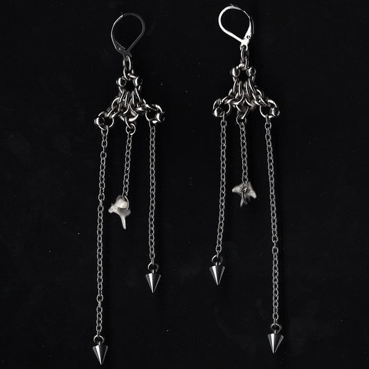 Dainty Bone and Chainmail Earrings