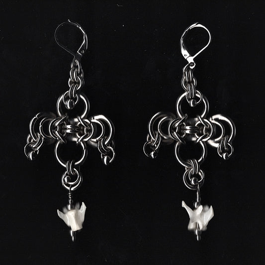 Chainmail and Bone Earrings