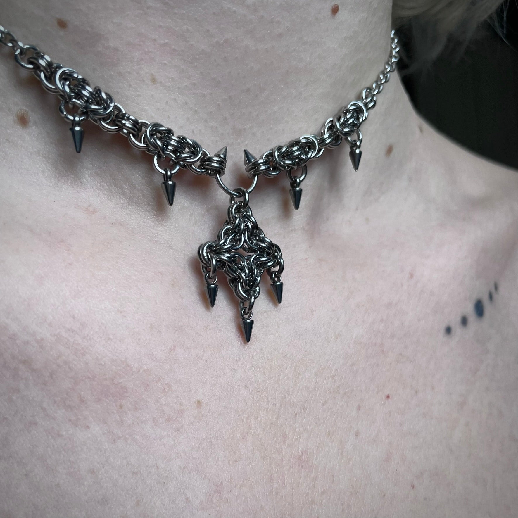 Dainty Spike Chainmail Necklace. MADE-TO-ORDER.
