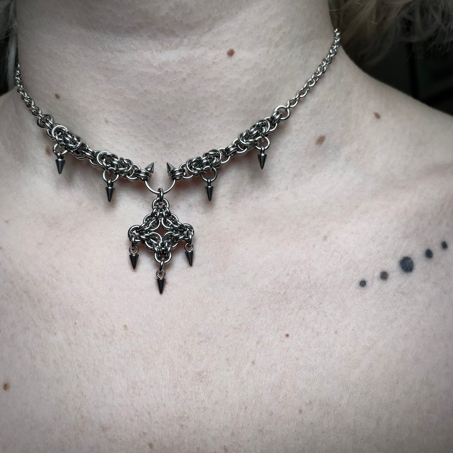 Dainty Spike Chainmail Necklace. MADE-TO-ORDER.