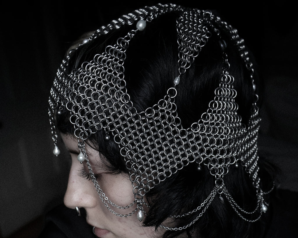 Aphrodities Armour. Intricate Chainmail Headpiece.