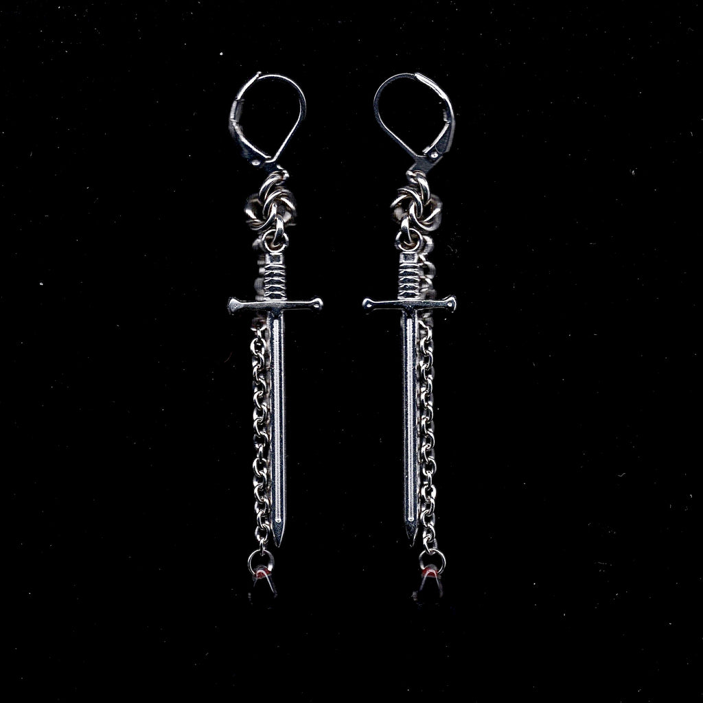 Long Sword Chainmail Earrings.