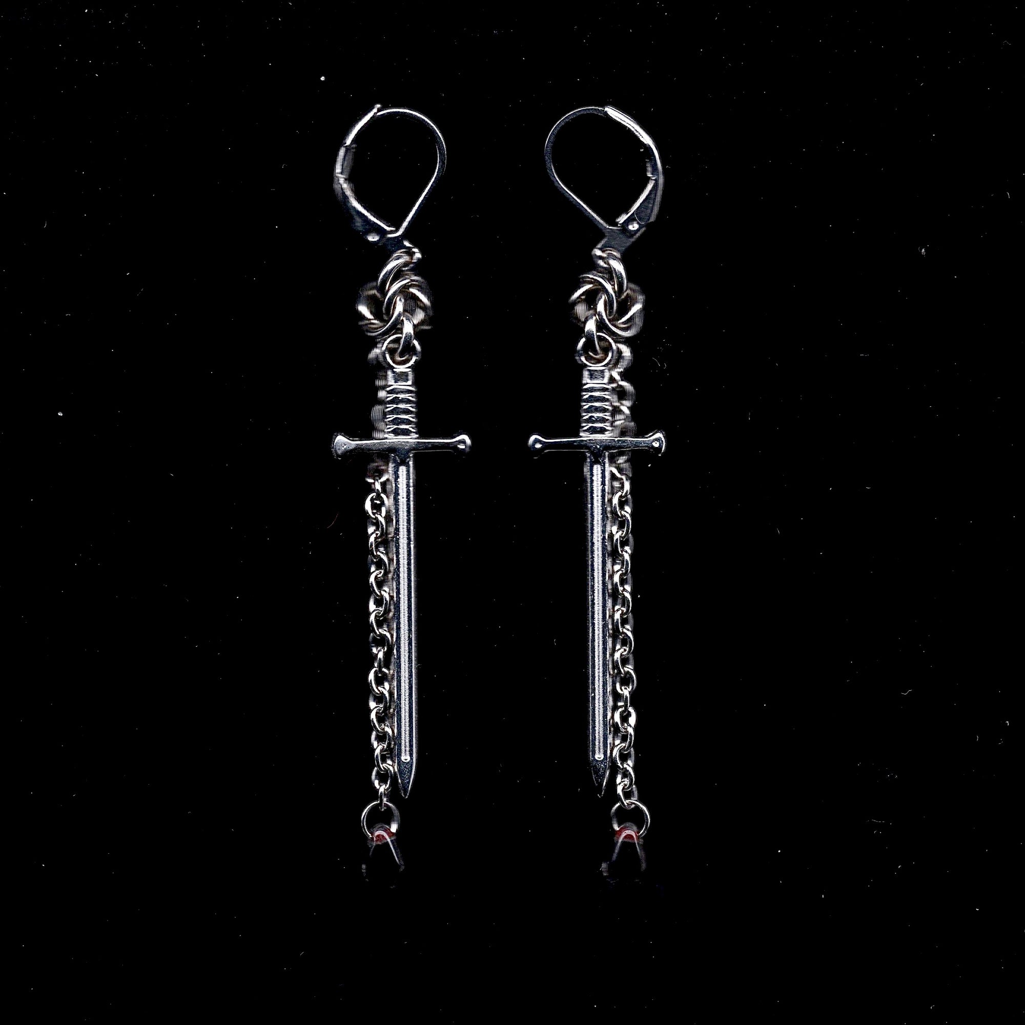 Long Sword Chainmail Earrings.