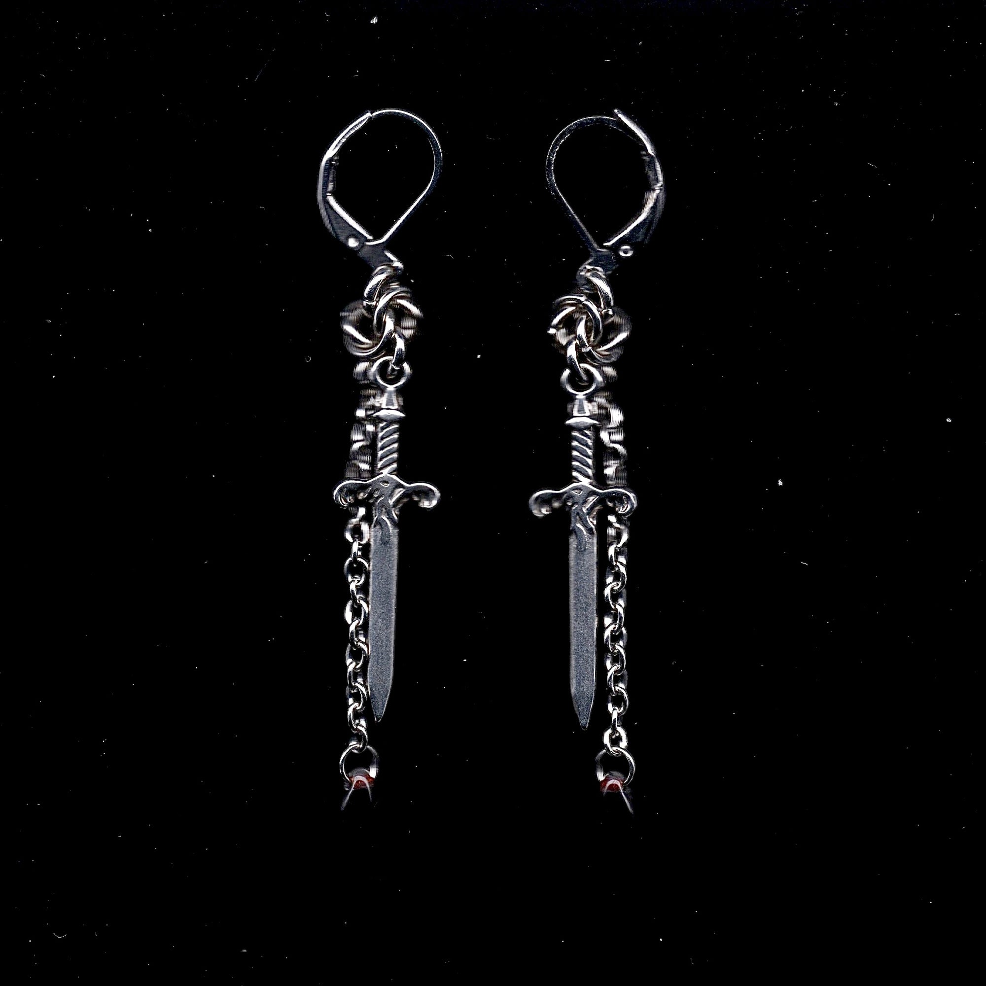 Short Sword Chainmail Earrings.