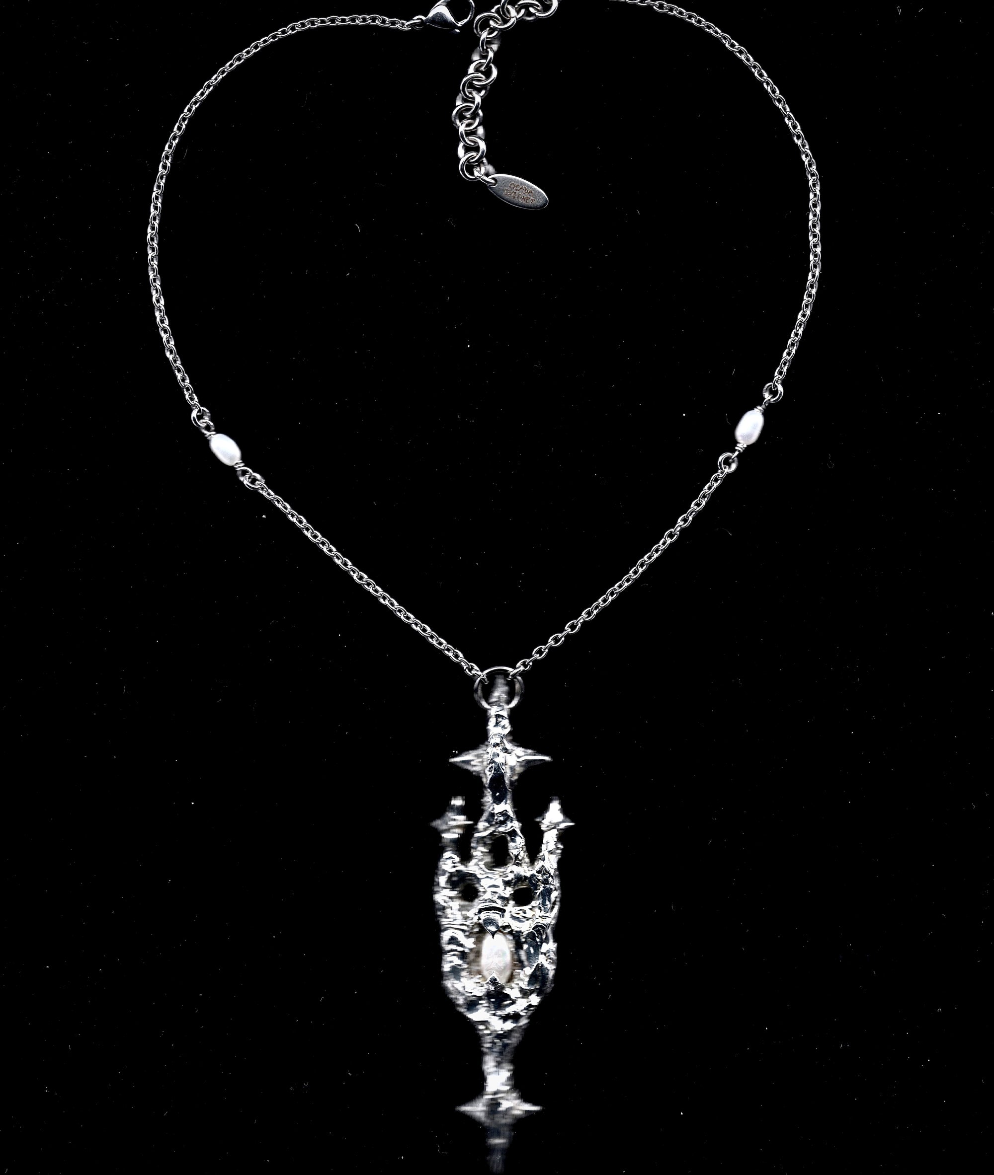 Pearl Castle. Soldered Necklace.
