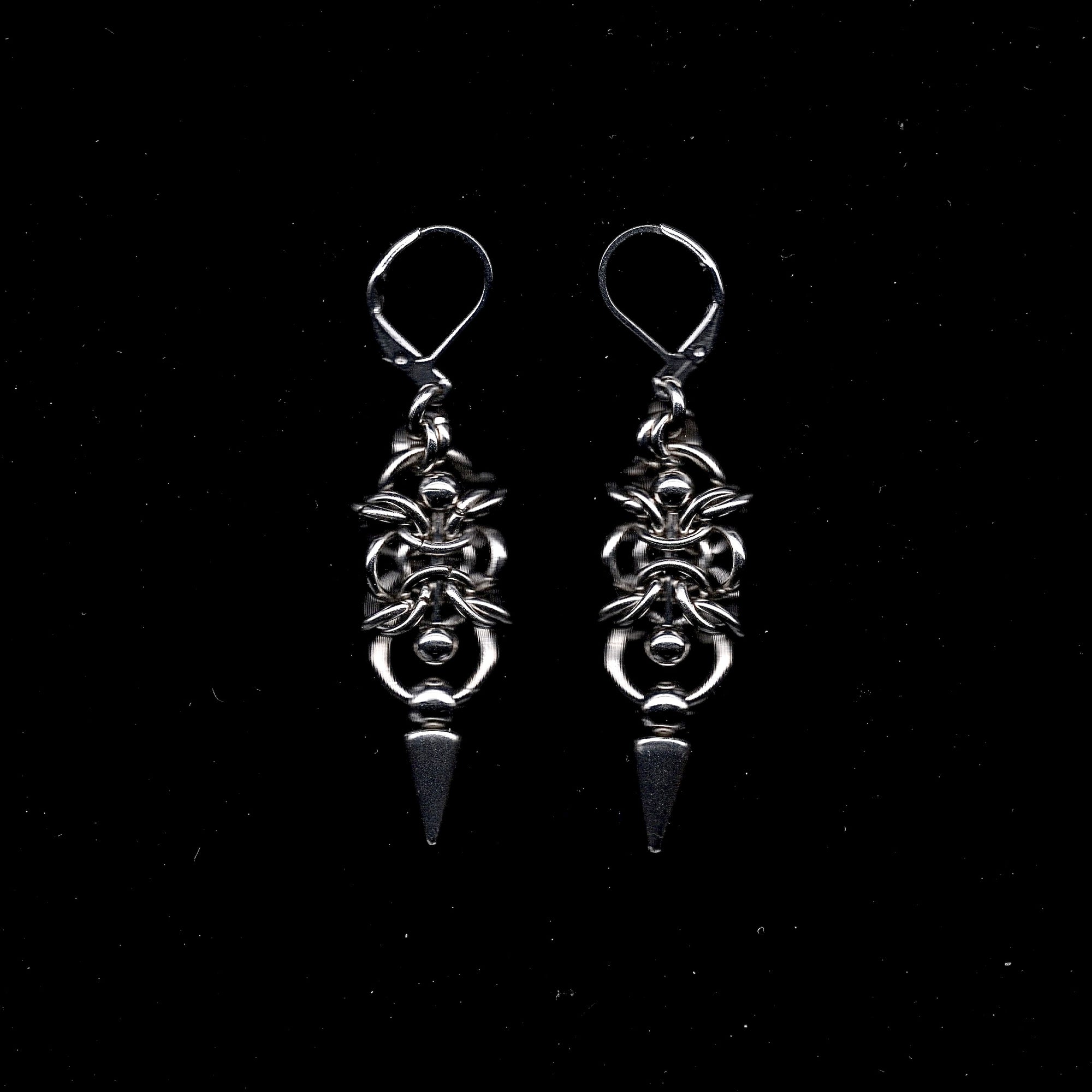 Pierced Spike Chainmail Earrings.