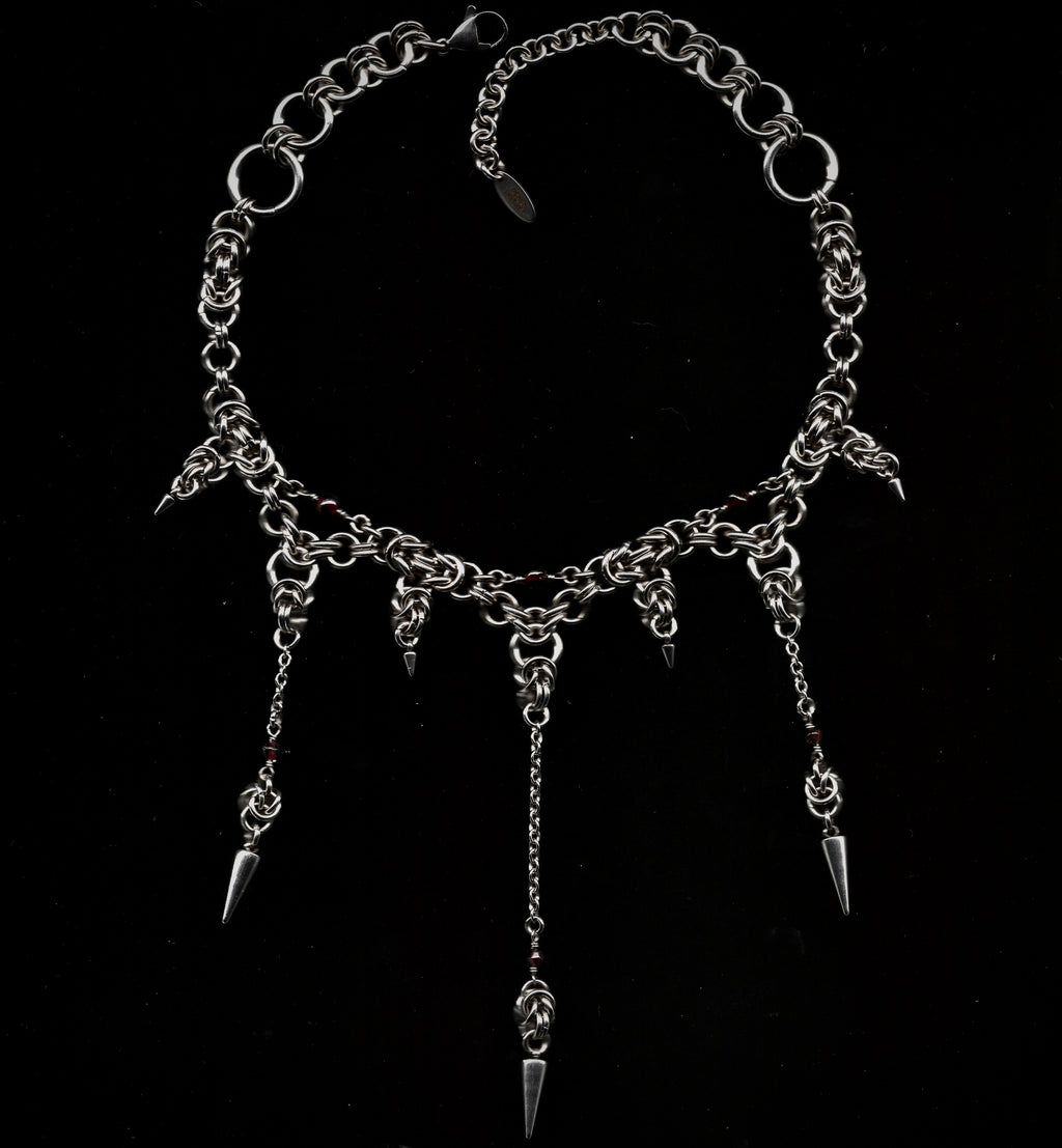 Divine Garnet. Chainmail Choker. MADE-TO-ORDER
