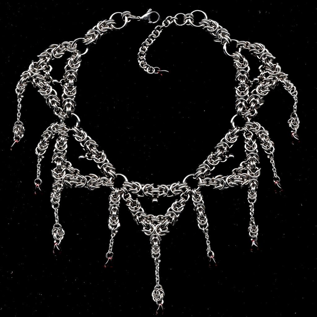 Insatiable. Blood Droplet Chainmail Choker.