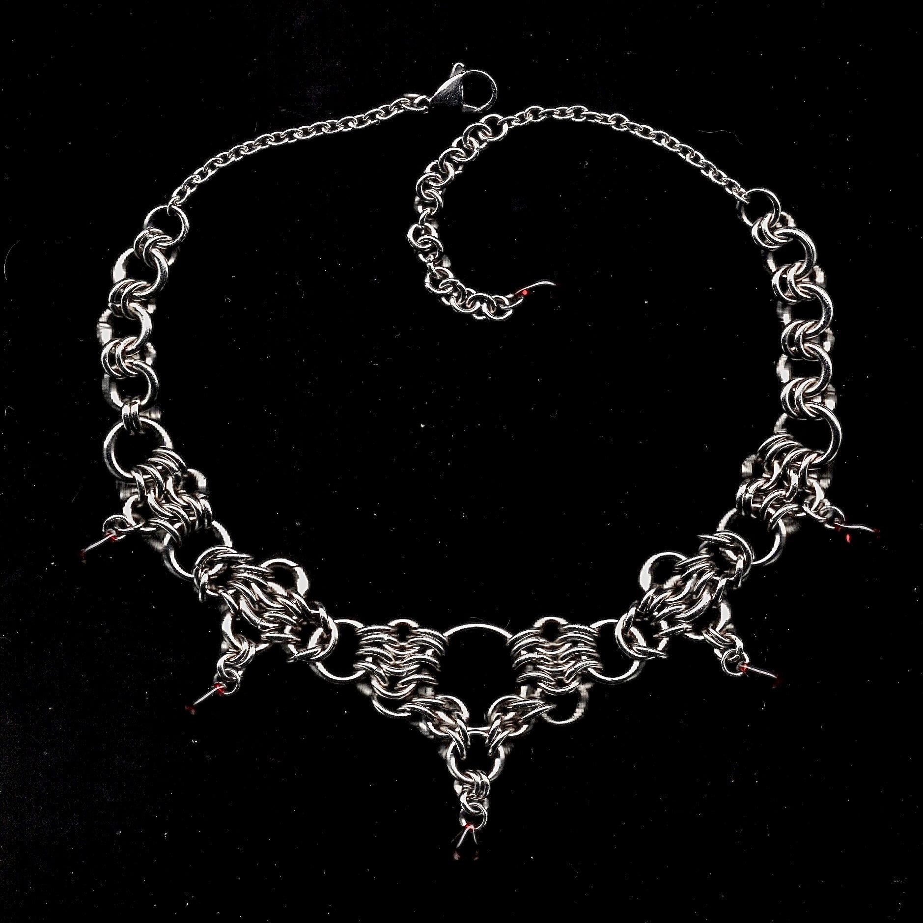 Worship. Blood Droplet Chainmail Necklace.