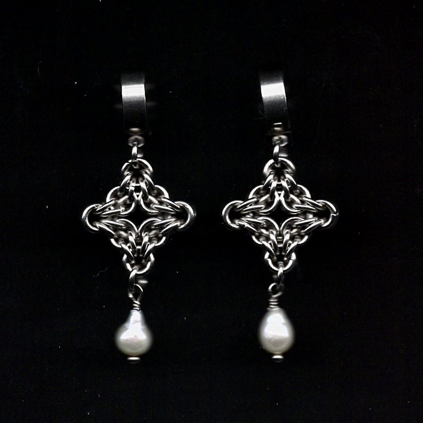 Tear Drop Chainmail Earrings.