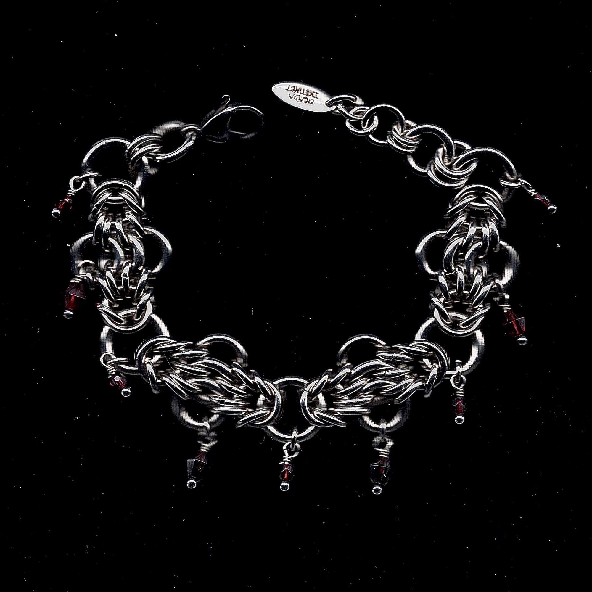 'Charlotte' Garnet Chainmail Bracelet.
